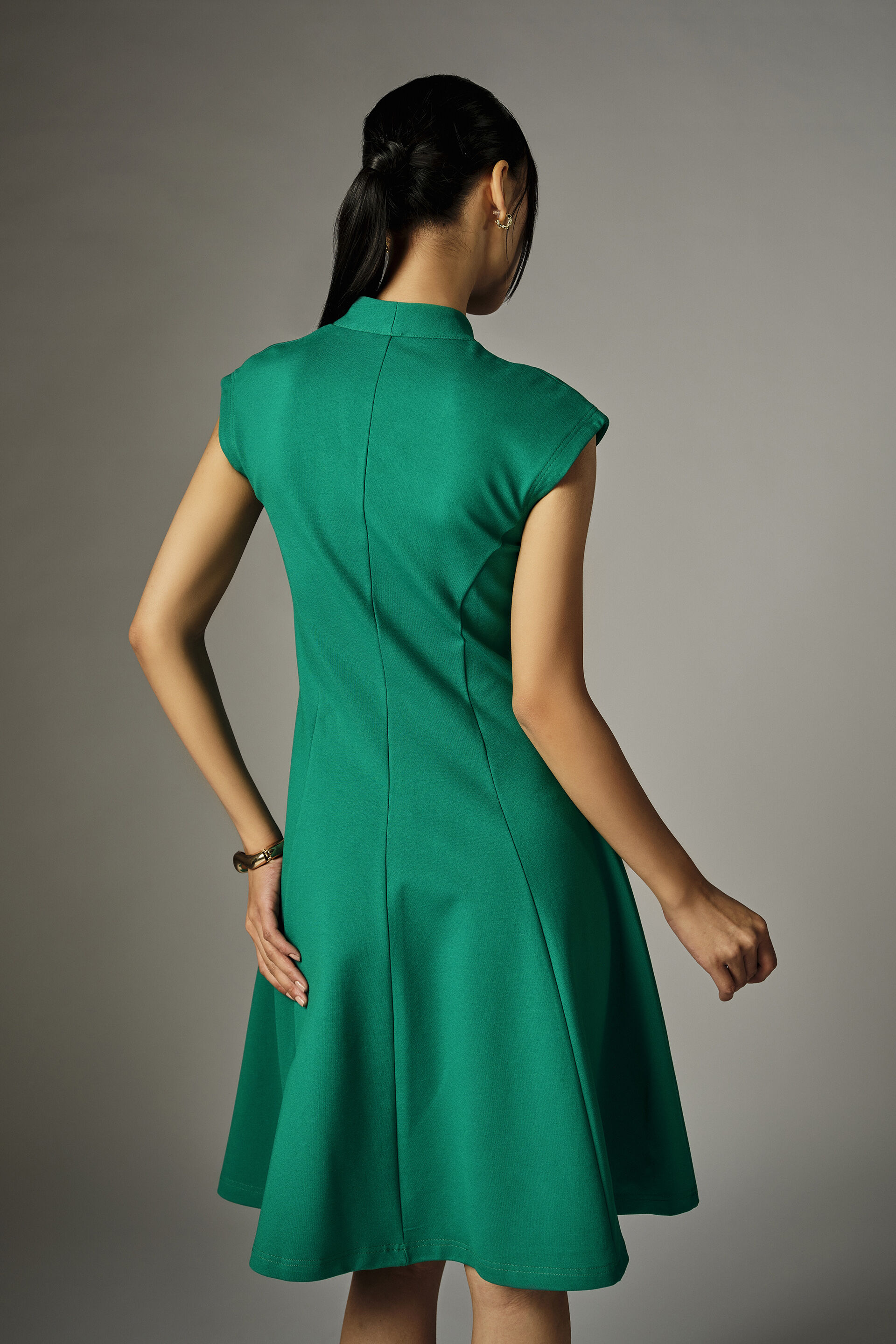 Rosette Green Panelled Dress, Green, image 6